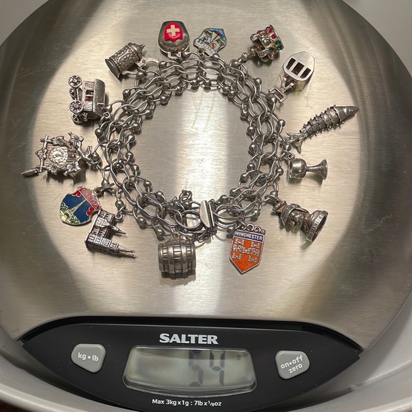 Vintage JB Sterling Silver Interwoven Link Bracelet with 14 European Charms 54g - Picture 4 of 17